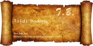 Toldi Bodony névjegykártya